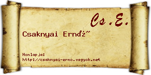 Csaknyai Ernő névjegykártya